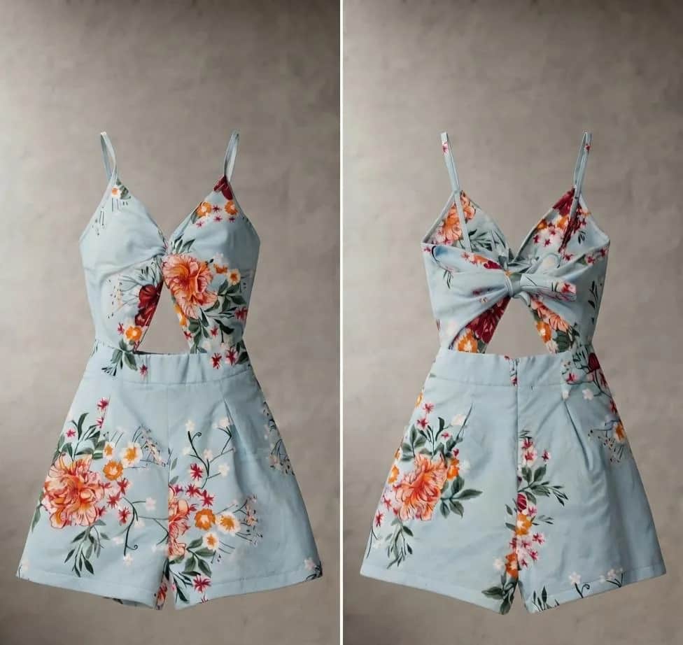 Romper Floral con Nudo y Lazo - Fresco y Elegante