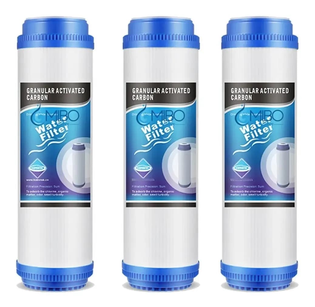 3 Filtros de Carbón Activado Granulado GAC 2.5x10 HIDROTEK 1