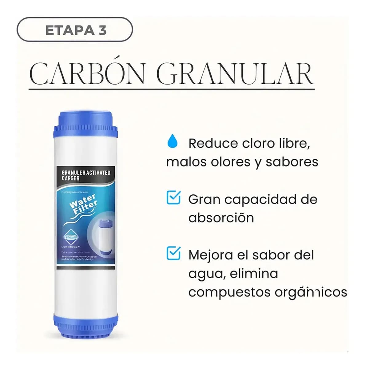 Filtro De Agua Repuesto Carbón Activo Granular 4
