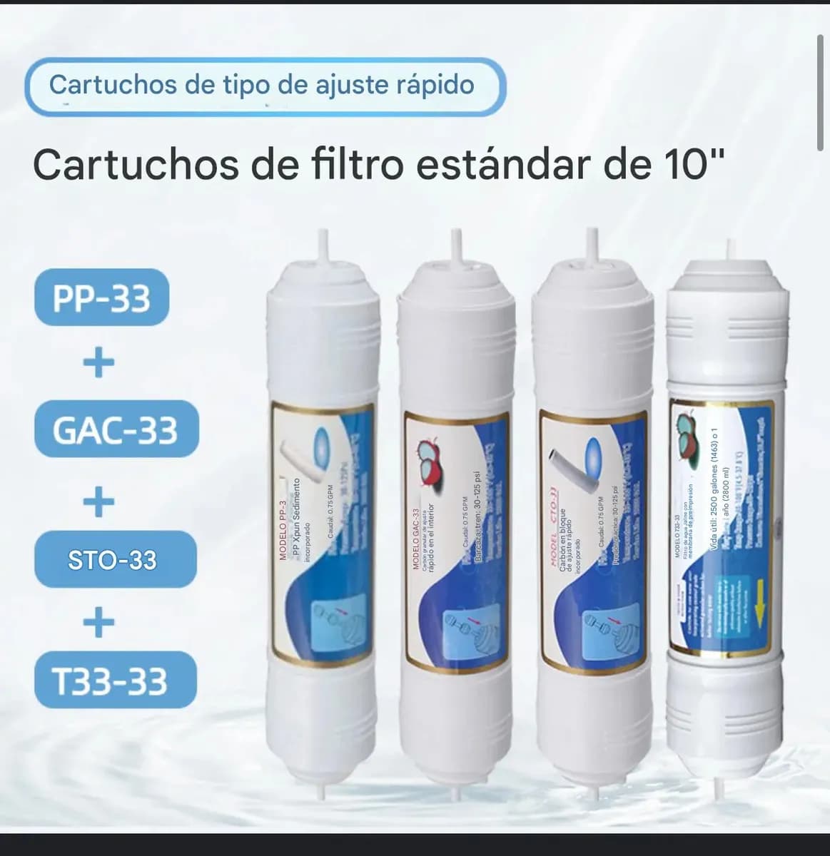 Filtro Agua Bajo Mesada Canilla, Manguera 1/4, Llave De Paso 6