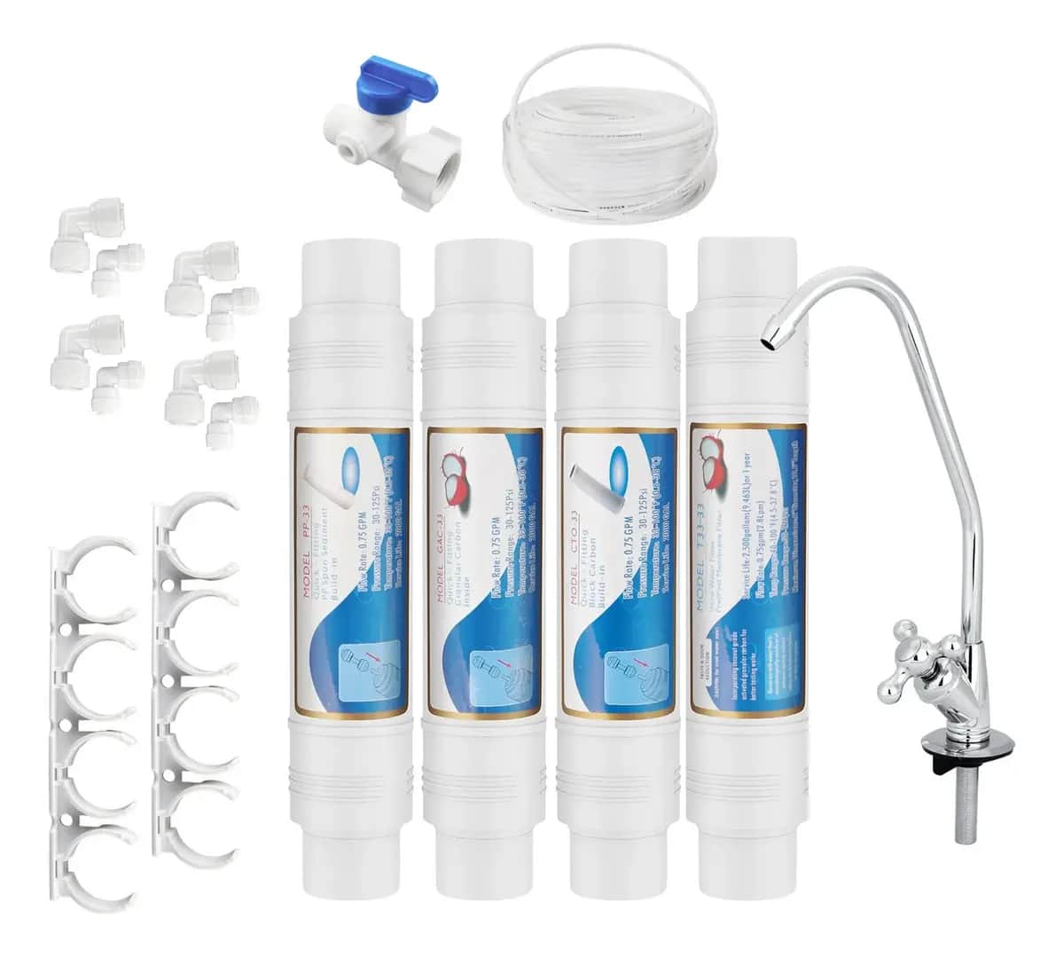 Filtro Agua Bajo Mesada Canilla, Manguera 1/4, Llave De Paso 1