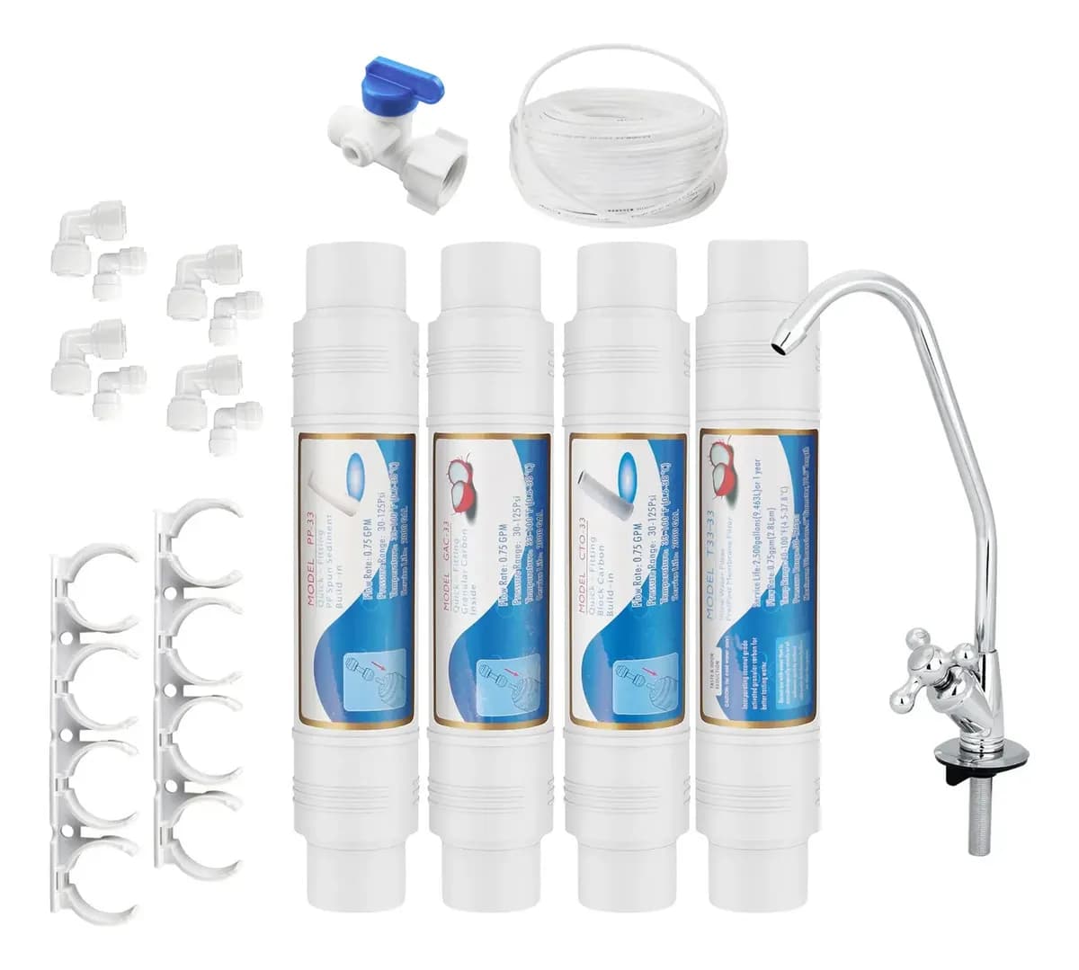 Filtro Agua Bajo Mesada Canilla, Manguera 1/4, Llave De Paso 1