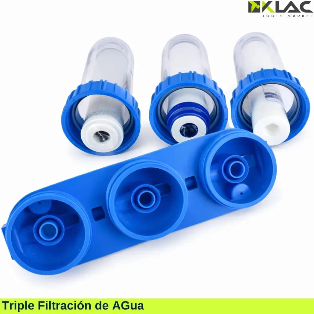 Filtro Agua Triple Anti Sarro Ablandador 3 Filtros Purificador Agua Carbón Activado Antisarro Para Ducha/grifo Filtra Cloro, Olores Y Sedimentos Klac 2