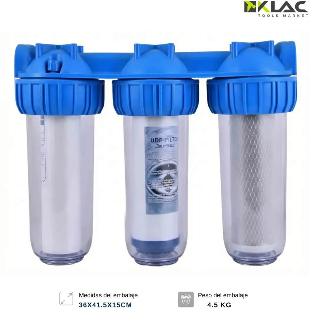 Filtro Agua Triple Anti Sarro Ablandador 3 Filtros Purificador Agua Carbón Activado Antisarro Para Ducha/grifo Filtra Cloro, Olores Y Sedimentos Klac 4