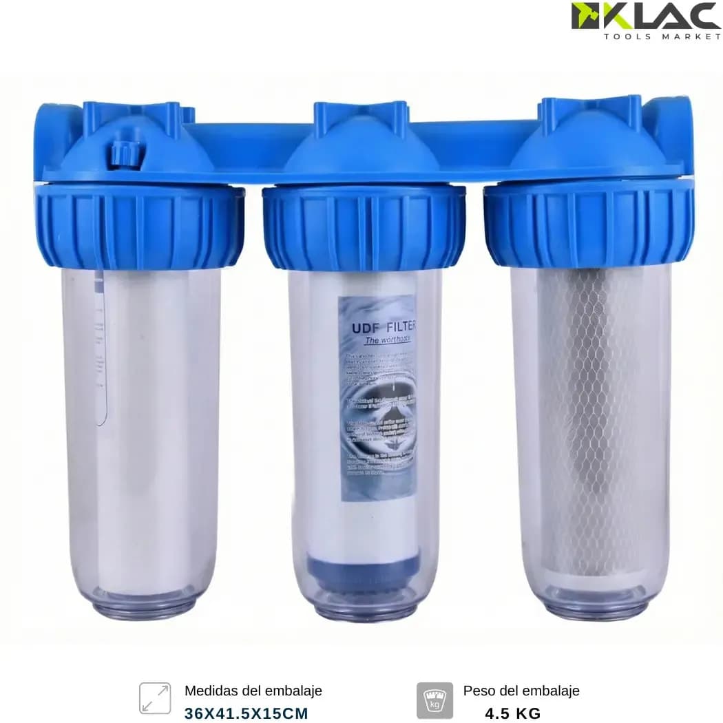 Filtro Agua Triple Anti Sarro Ablandador 3 Filtros Purificador Agua Carbón Activado Antisarro Para Ducha/grifo Filtra Cloro, Olores Y Sedimentos Klac 4