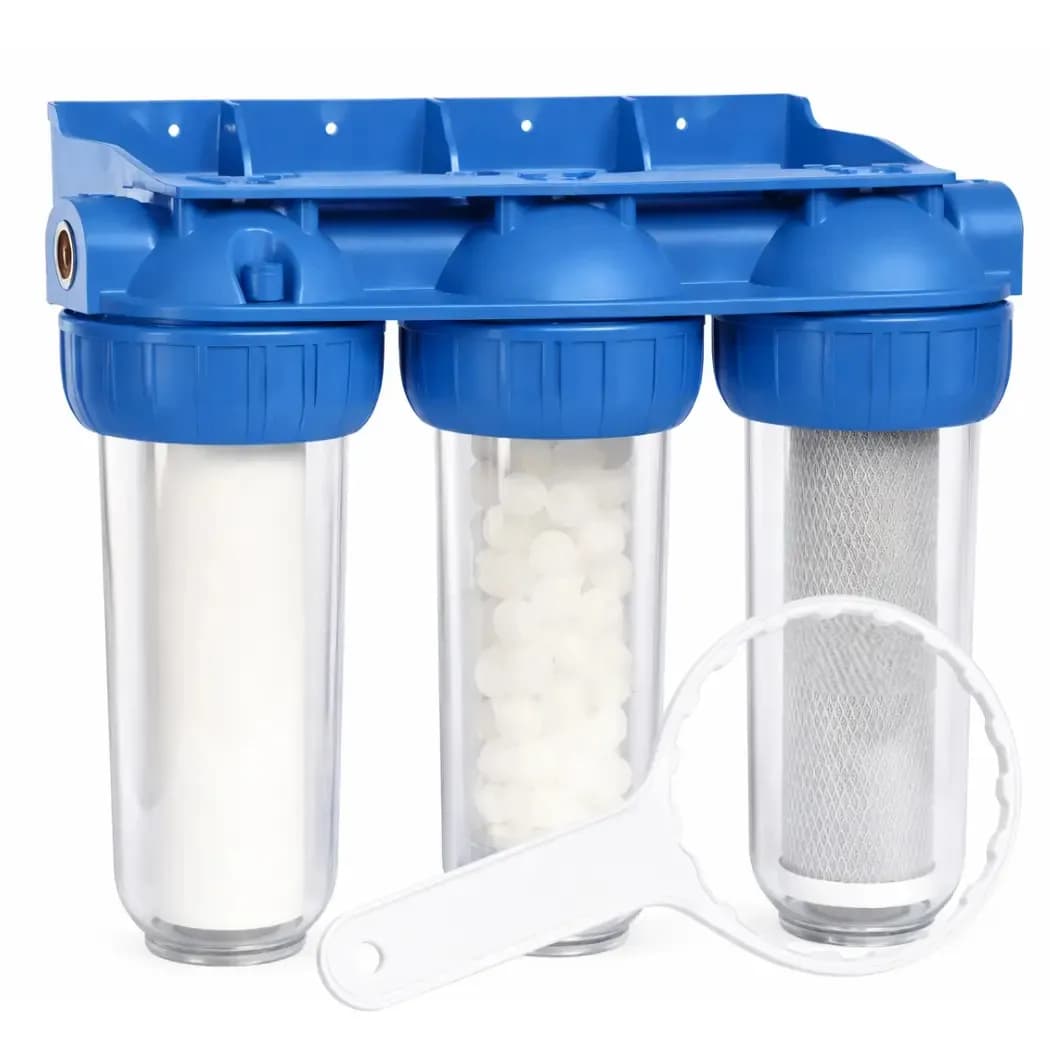 Filtro Agua Triple Anti Sarro Ablandador 3 Filtros Purificador Agua Carbón Activado Antisarro Para Ducha/grifo Filtra Cloro, Olores Y Sedimentos Klac 1