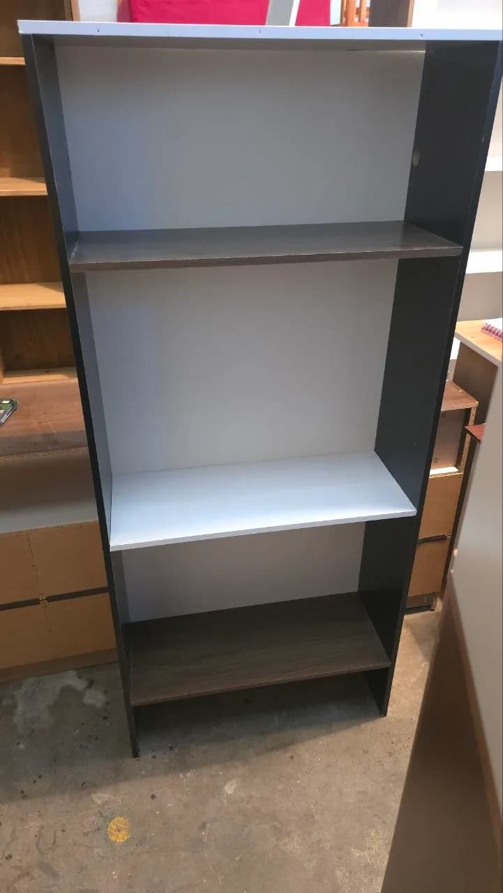 Estantería con 4 estantes, blanco y madera oscura 2