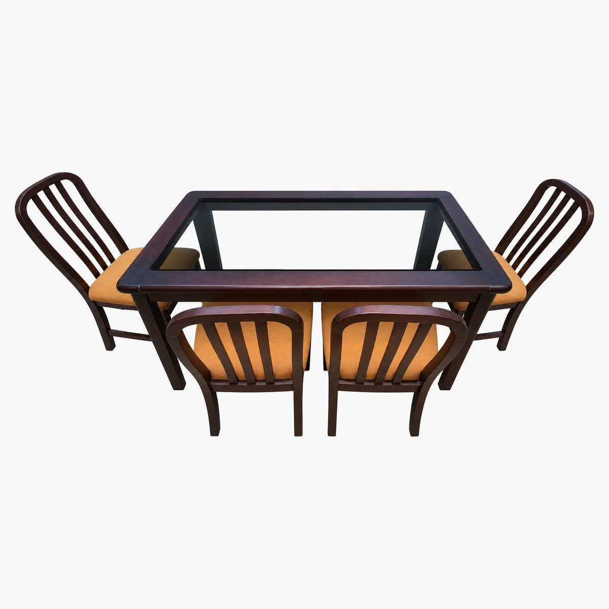 Juego de comedor de madera con mesa de vidrio y 5 sillas 4