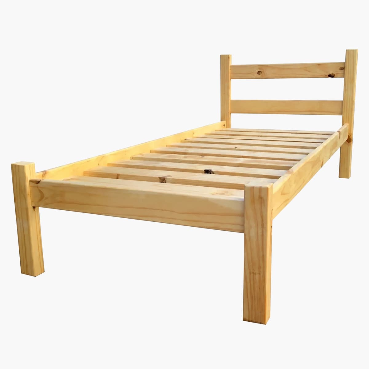 Cama de madera individual con cabecera y piecera 3