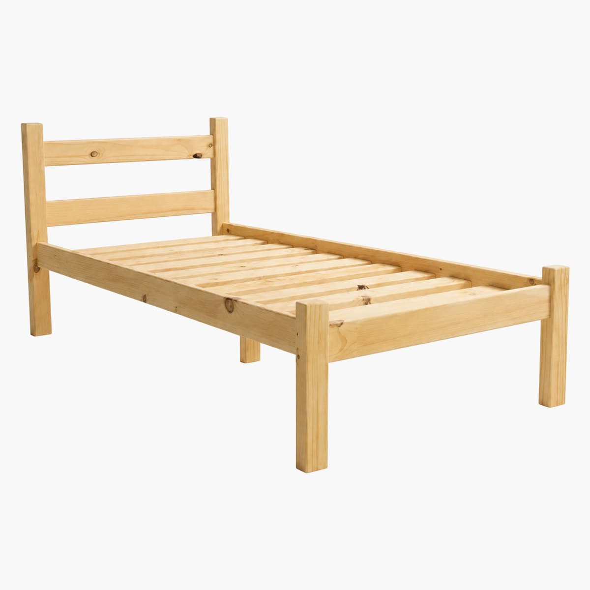 Cama de madera individual con cabecera y piecera 2