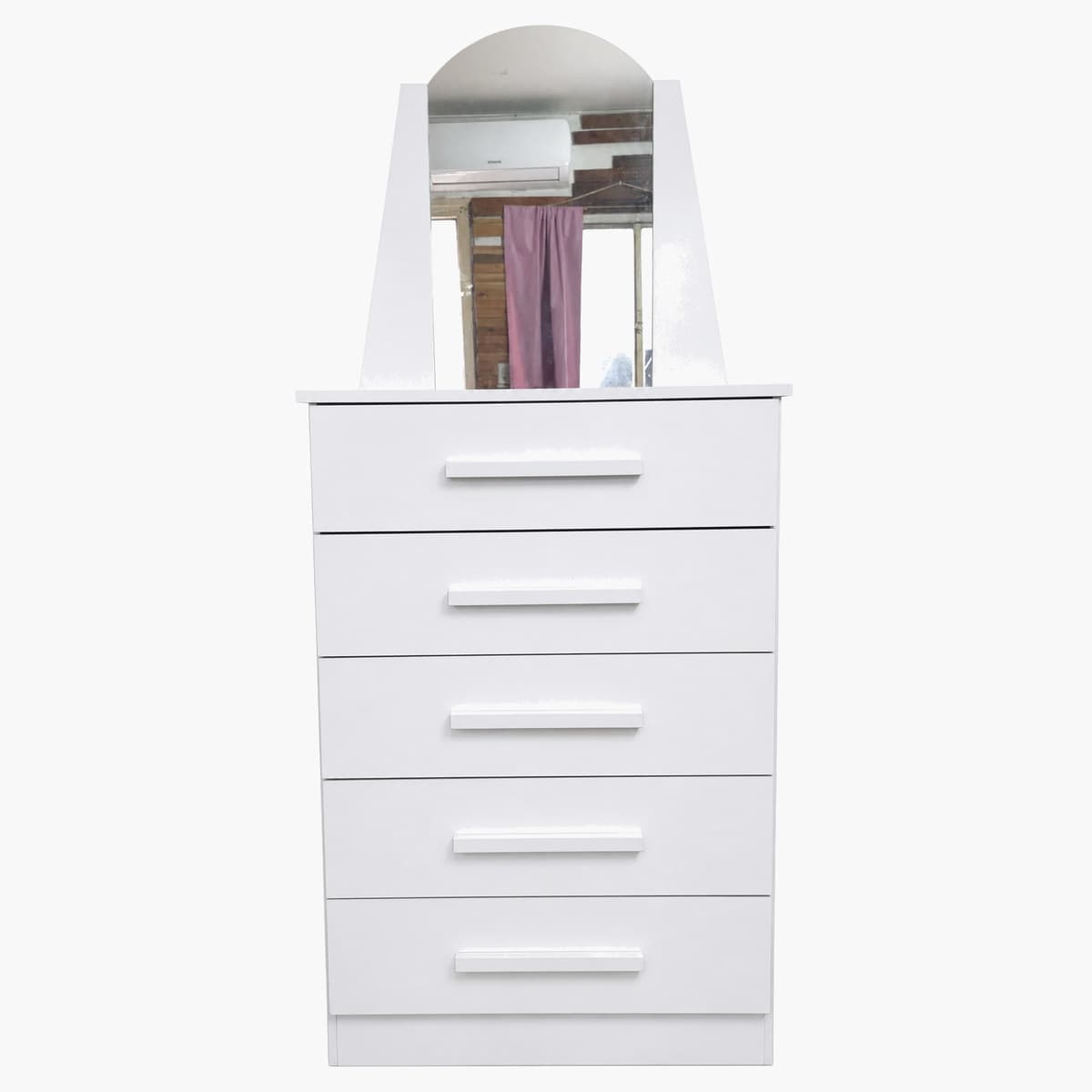 Cómoda con espejo blanca de 5 cajones 3
