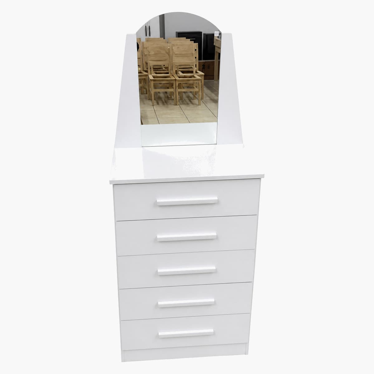 Cómoda con espejo blanca de 5 cajones 1