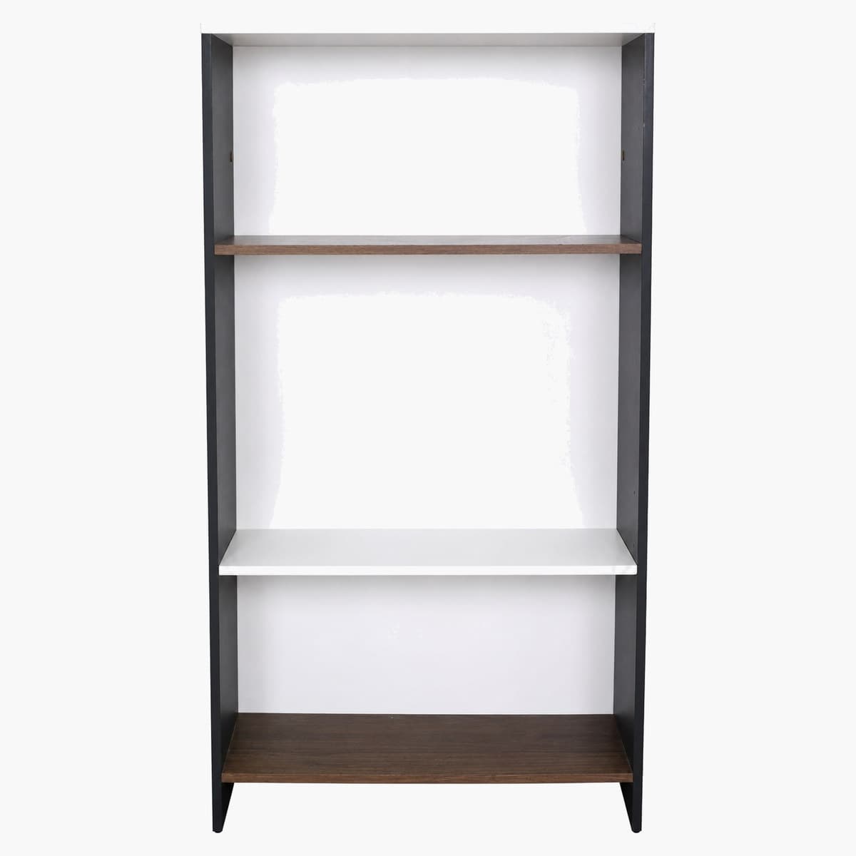 Estantería con 4 estantes, blanco y madera oscura 1